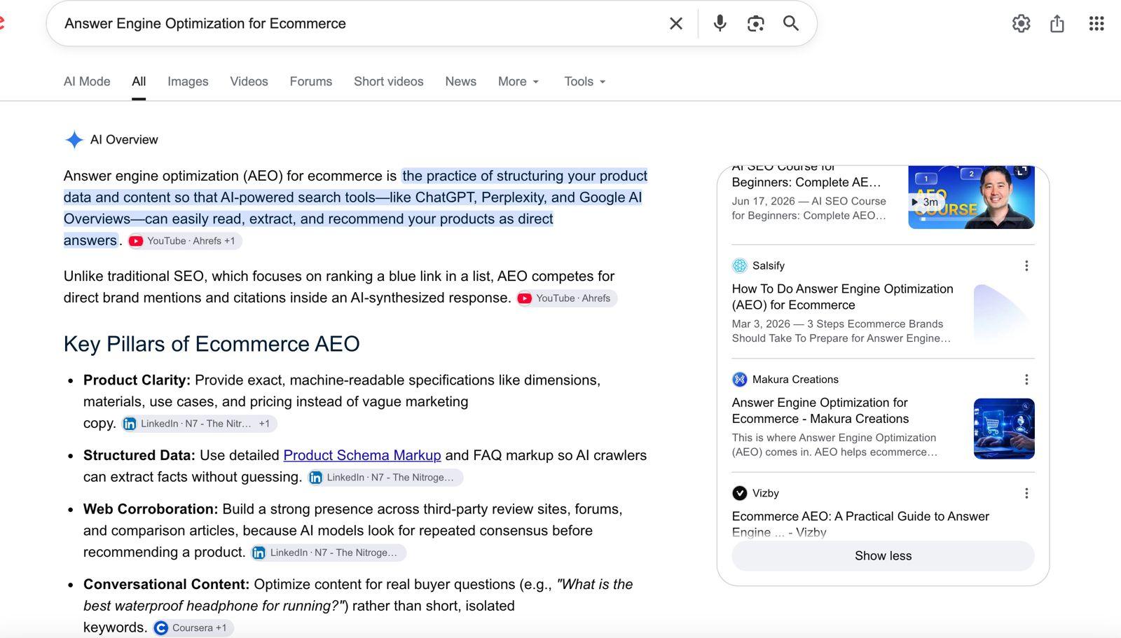 Full screenshot: “Answer Engine Optimization for Ecommerce”